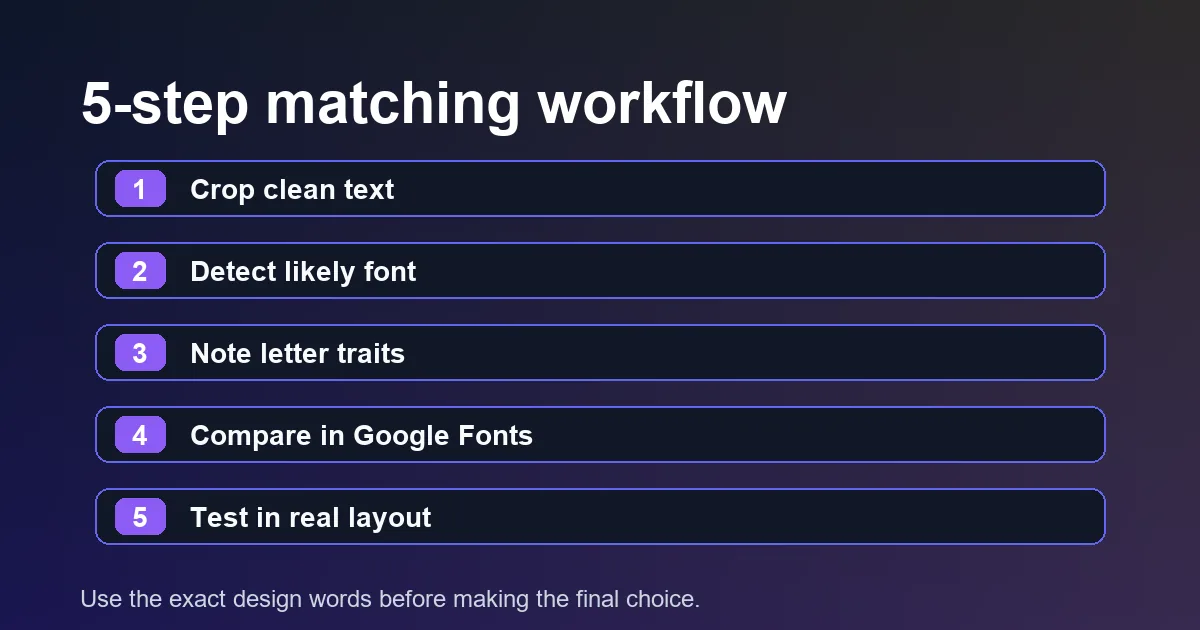 切り抜いた文字画像からフォント識別と Google Fonts 候補作成までの五段階